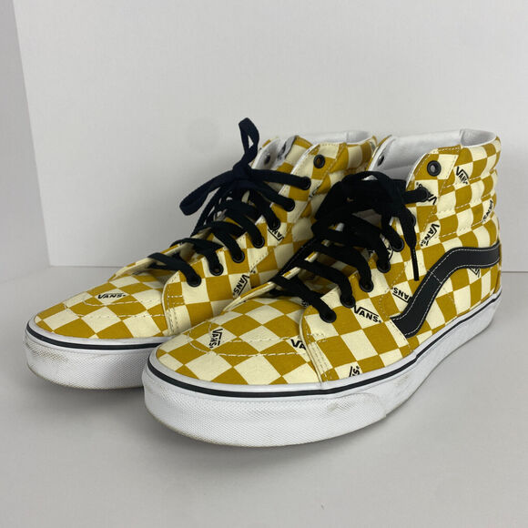 Vans Sk8-Hi Hi Top Checkerboard Skateboard Shoes Men Sz Yolk